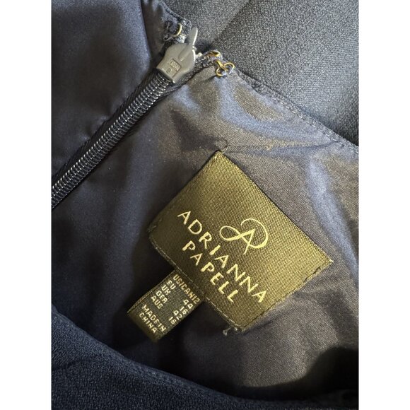 Adrianna Papell Dress 12 Navy Blue Stretch Sleeveless Sheath Career Church - Picture 6 of 10